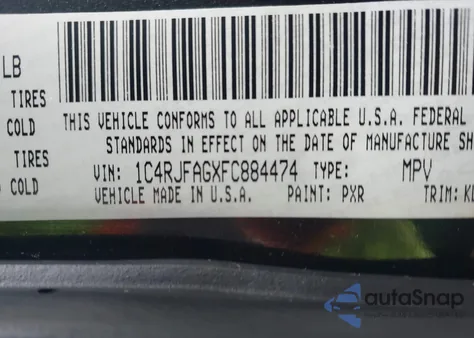 2015 Jeep Grand Cherokee Altitude z USA, uszkodzony, nr VIN 1C4RJFAGXFC884474